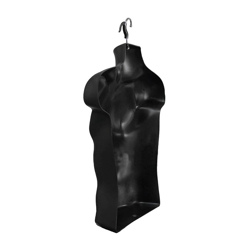 DisplayTown Black Male Mannequin Torso Hollow Back Body Stackable Dress Form with Hanging Hooks for Tshirt Display, Countertop, Craft Shows, Photos and Design, S-M Clothing Size (Black, Set of 1) - Image 3